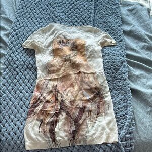 Just Cavalli Cream and Brown Mini silk Dress